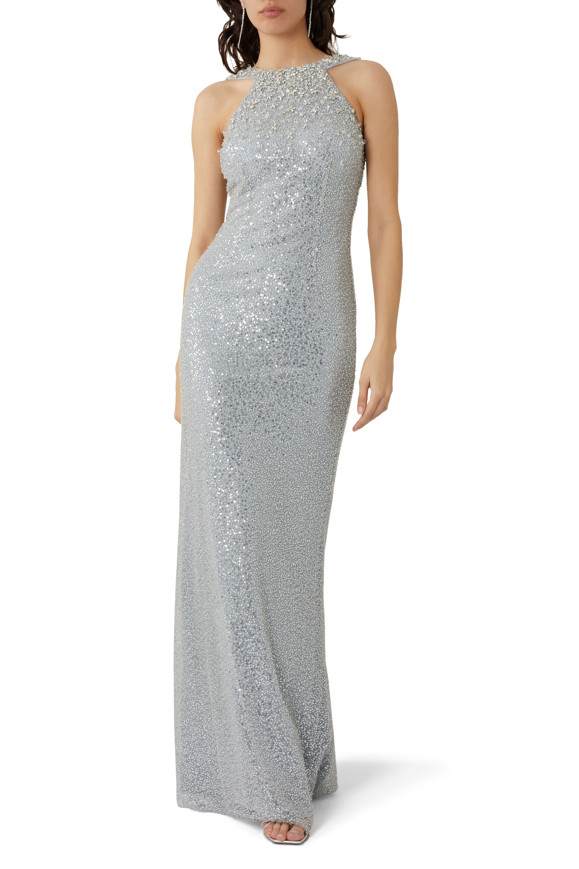 Beaded discount halter gown